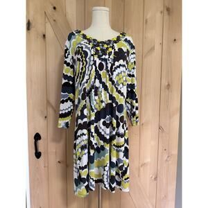 Boden | Embellished Geometric Pattern Jersey Tunic Dress | Size 14